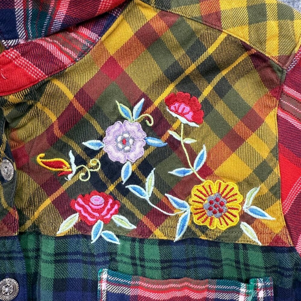 VTG Y2K 90s Blair Patchwork Plaid Floral Cotton Cottagecore Boho Cowgirl Womens - Picture 4 of 12